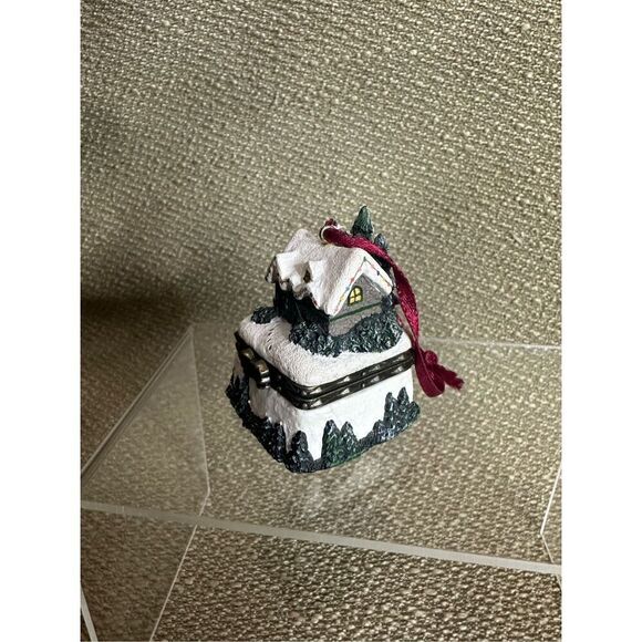 Vtg 90s Thomas Kinkade Ornament Ceramic Box Stonehearth Christmas Mini 1.5” - Picture 3 of 11